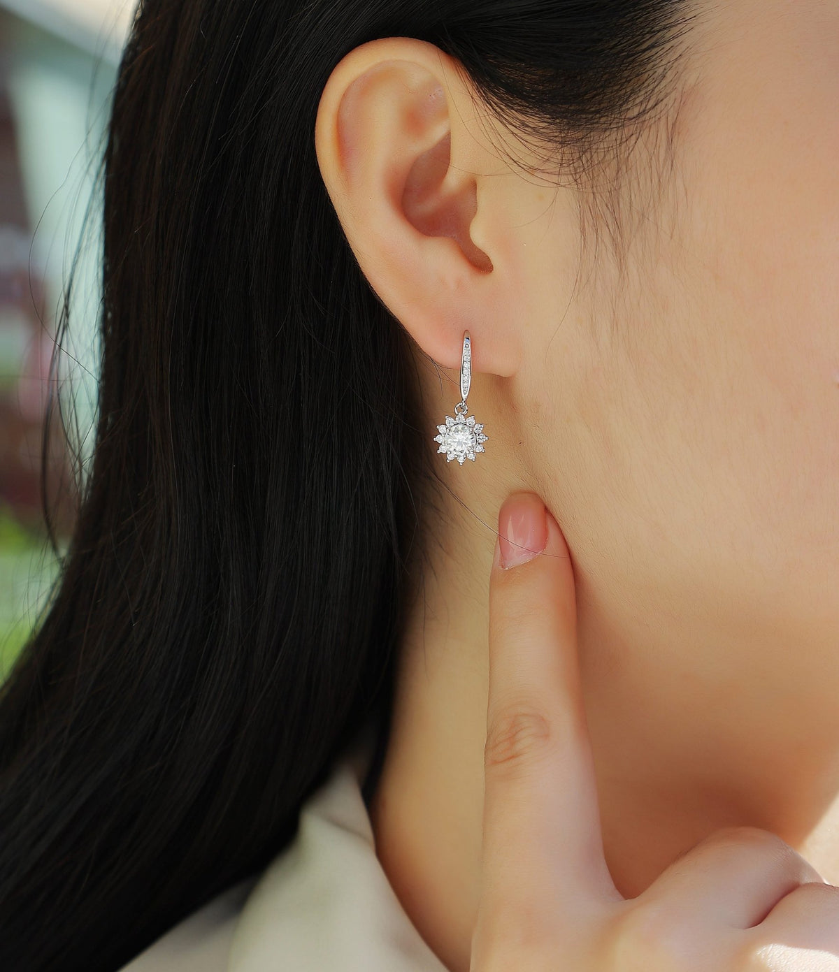 0.5ct Geometric Star Moissanite Drop Earrings – 925 Sterling Silver, Platinum-Plated - Diamond-Lab