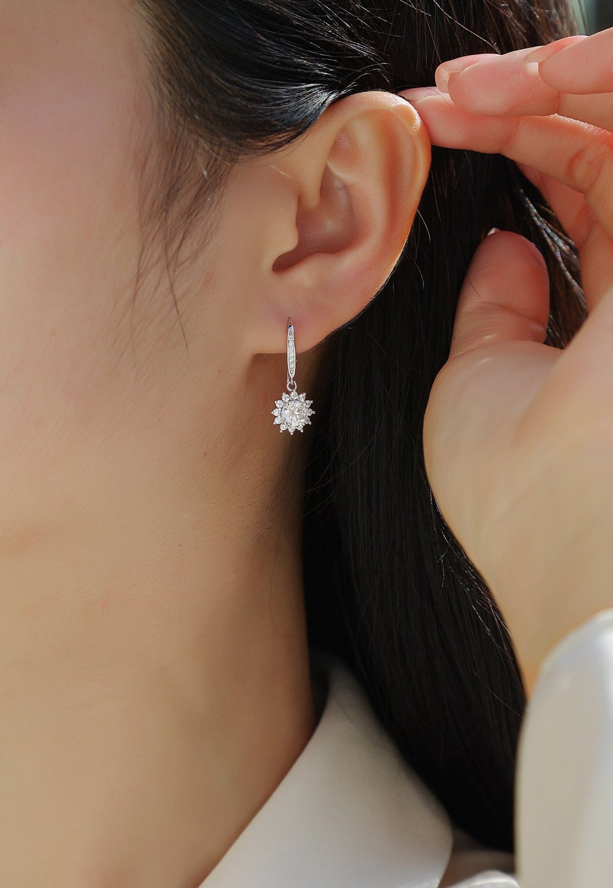 0.5ct Geometric Star Moissanite Drop Earrings – 925 Sterling Silver, Platinum-Plated - Diamond-Lab