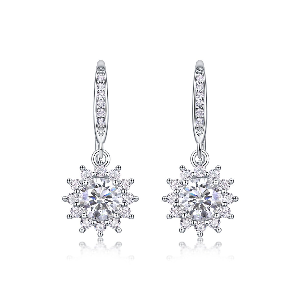 0.5ct Geometric Star Moissanite Drop Earrings – 925 Sterling Silver, Platinum-Plated - Diamond-Lab