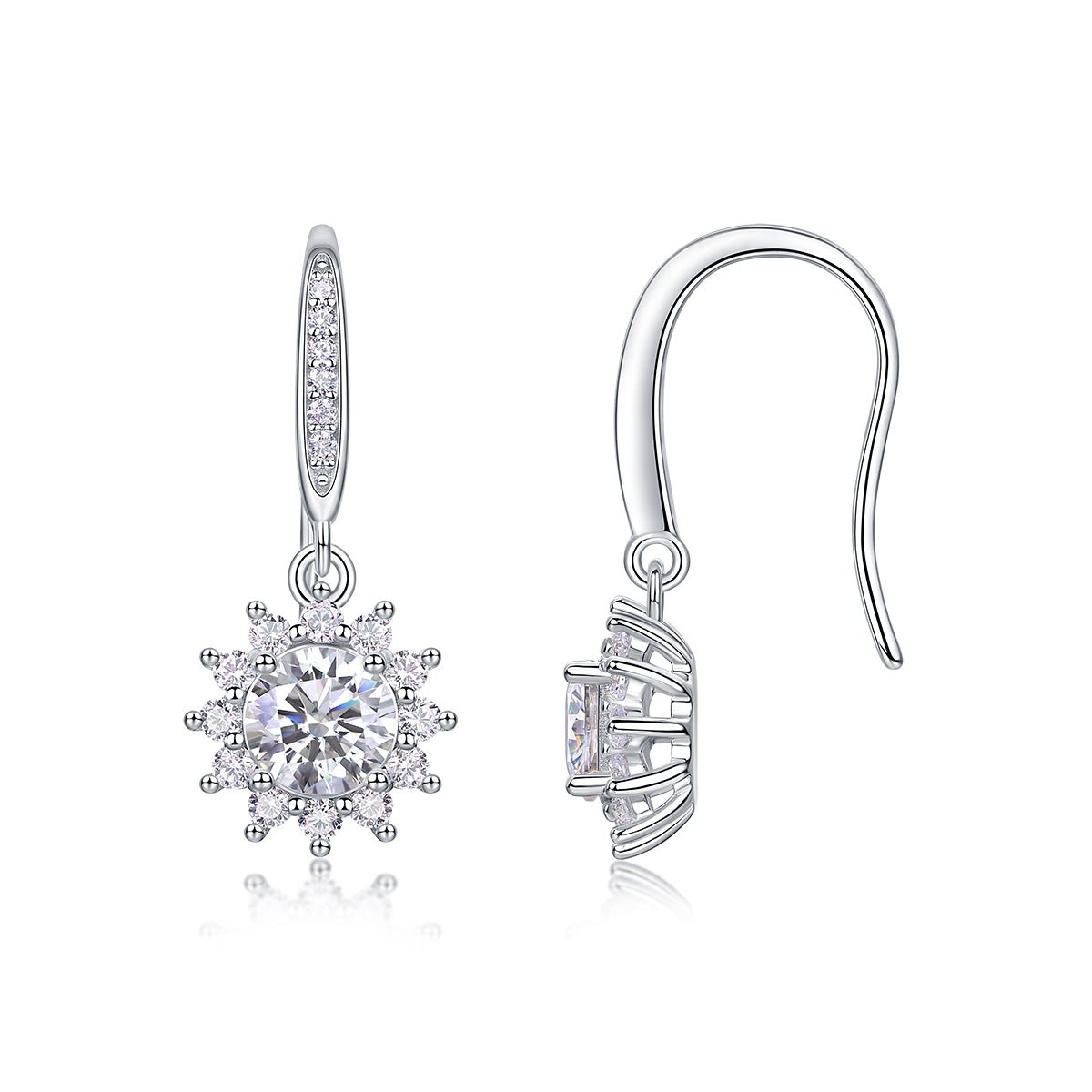 0.5ct Geometric Star Moissanite Drop Earrings – 925 Sterling Silver, Platinum-Plated - Diamond-Lab