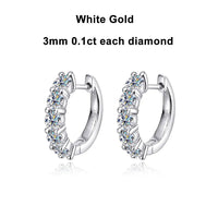 10 Stone D VVS1 Moissanite White Gold Stud Earrings – 925 Sterling Silver, GRA Certified - Diamond - Lab