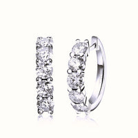 10 Stone D VVS1 Moissanite White Gold Stud Earrings – 925 Sterling Silver, GRA Certified - Diamond - Lab