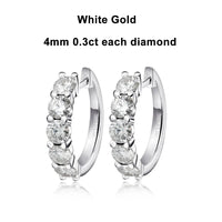 10 Stone D VVS1 Moissanite White Gold Stud Earrings – 925 Sterling Silver, GRA Certified - Diamond - Lab