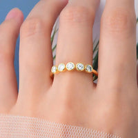 1.5ct Moissanite Ring 925 Silver 18K Gold Wedding Band |GRA Certified Round Cut Bezel Setting - Diamond - Lab