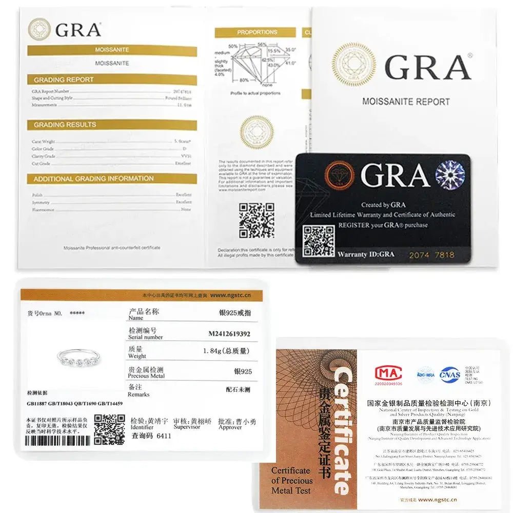 1.5ct Moissanite Ring 925 Silver 18K Gold Wedding Band |GRA Certified Round Cut Bezel Setting - Diamond - Lab