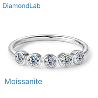 1.5ct Moissanite Ring 925 Silver 18K Gold Wedding Band |GRA Certified Round Cut Bezel Setting - Diamond - Lab