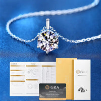  1ct - 2ct Ball Moissanite Pendant Necklace 925 Sterling Silver D Color VVS1 O - Chain Women Birthday Gift GRA Certificate - Diamond - Lab
