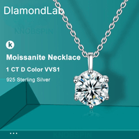  1ct - 2ct Ball Moissanite Pendant Necklace 925 Sterling Silver D Color VVS1 O - Chain Women Birthday Gift GRA Certificate - Diamond - Lab