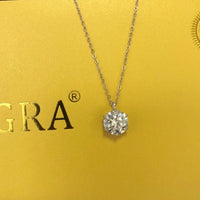  1ct - 2ct Ball Moissanite Pendant Necklace 925 Sterling Silver D Color VVS1 O - Chain Women Birthday Gift GRA Certificate - Diamond - Lab