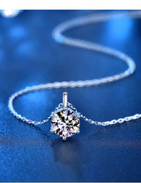  1ct - 2ct Ball Moissanite Pendant Necklace 925 Sterling Silver D Color VVS1 O - Chain Women Birthday Gift GRA Certificate - Diamond - Lab