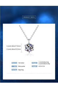  1ct - 2ct Ball Moissanite Pendant Necklace 925 Sterling Silver D Color VVS1 O - Chain Women Birthday Gift GRA Certificate - Diamond - Lab