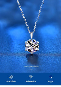  1ct - 2ct Ball Moissanite Pendant Necklace 925 Sterling Silver D Color VVS1 O - Chain Women Birthday Gift GRA Certificate - Diamond - Lab