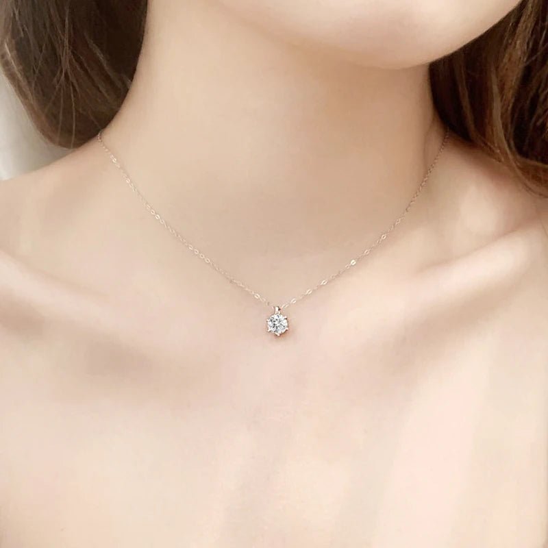  1ct - 2ct Ball Moissanite Pendant Necklace 925 Sterling Silver D Color VVS1 O - Chain Women Birthday Gift GRA Certificate - Diamond - Lab