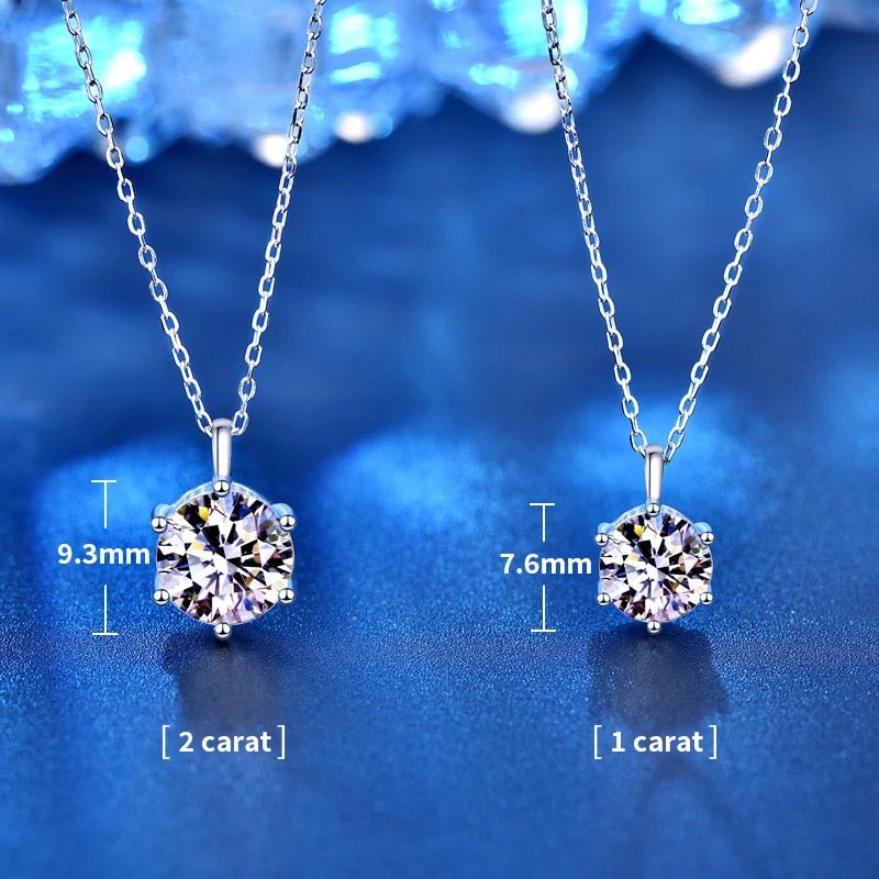  1ct - 2ct Ball Moissanite Pendant Necklace 925 Sterling Silver D Color VVS1 O - Chain Women Birthday Gift GRA Certificate - Diamond - Lab