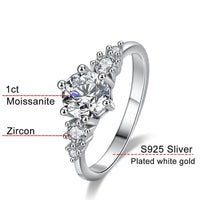 1CT D Color Moissanite Rings for Women Sparkling Diamond Engagement Wedding jewelry with GRA 925 Sliver Plated 18k Ring - Diamond-Lab