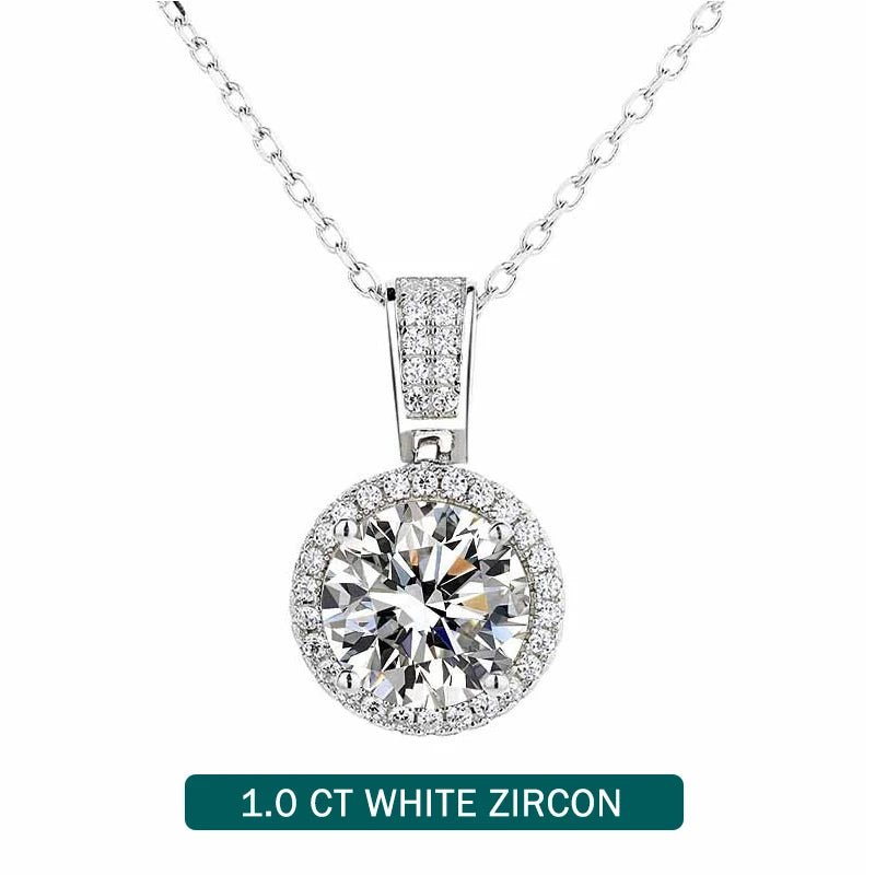 1CT D VVS1 Moissanite Pendant Necklace 925 Sterling Silver Real O - Chain Rhodium Plated GRA Certified Women - Diamond - Lab
