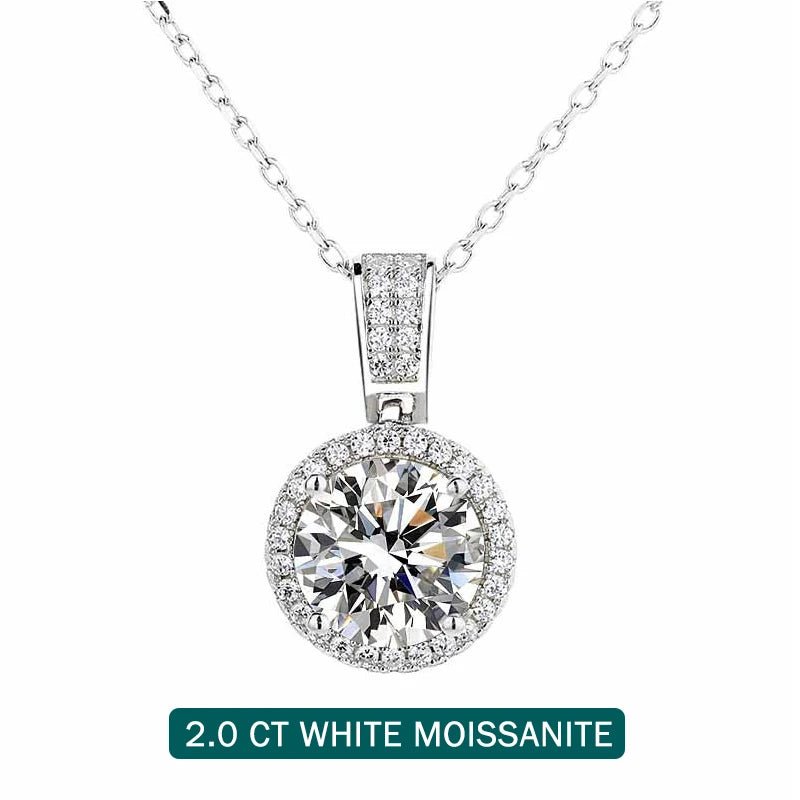1CT D VVS1 Moissanite Pendant Necklace 925 Sterling Silver Real O - Chain Rhodium Plated GRA Certified Women - Diamond - Lab