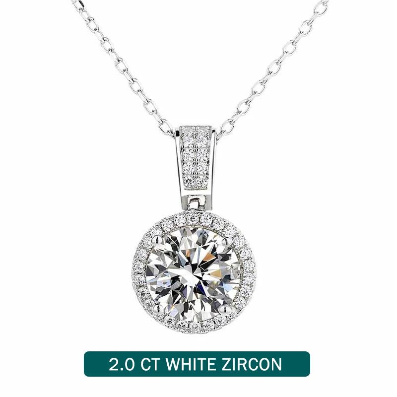1CT D VVS1 Moissanite Pendant Necklace 925 Sterling Silver Real O - Chain Rhodium Plated GRA Certified Women - Diamond - Lab