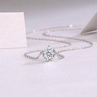 1ct Moissanite Solitaire Pendant Necklace – 925 Sterling Silver - Diamond-Lab