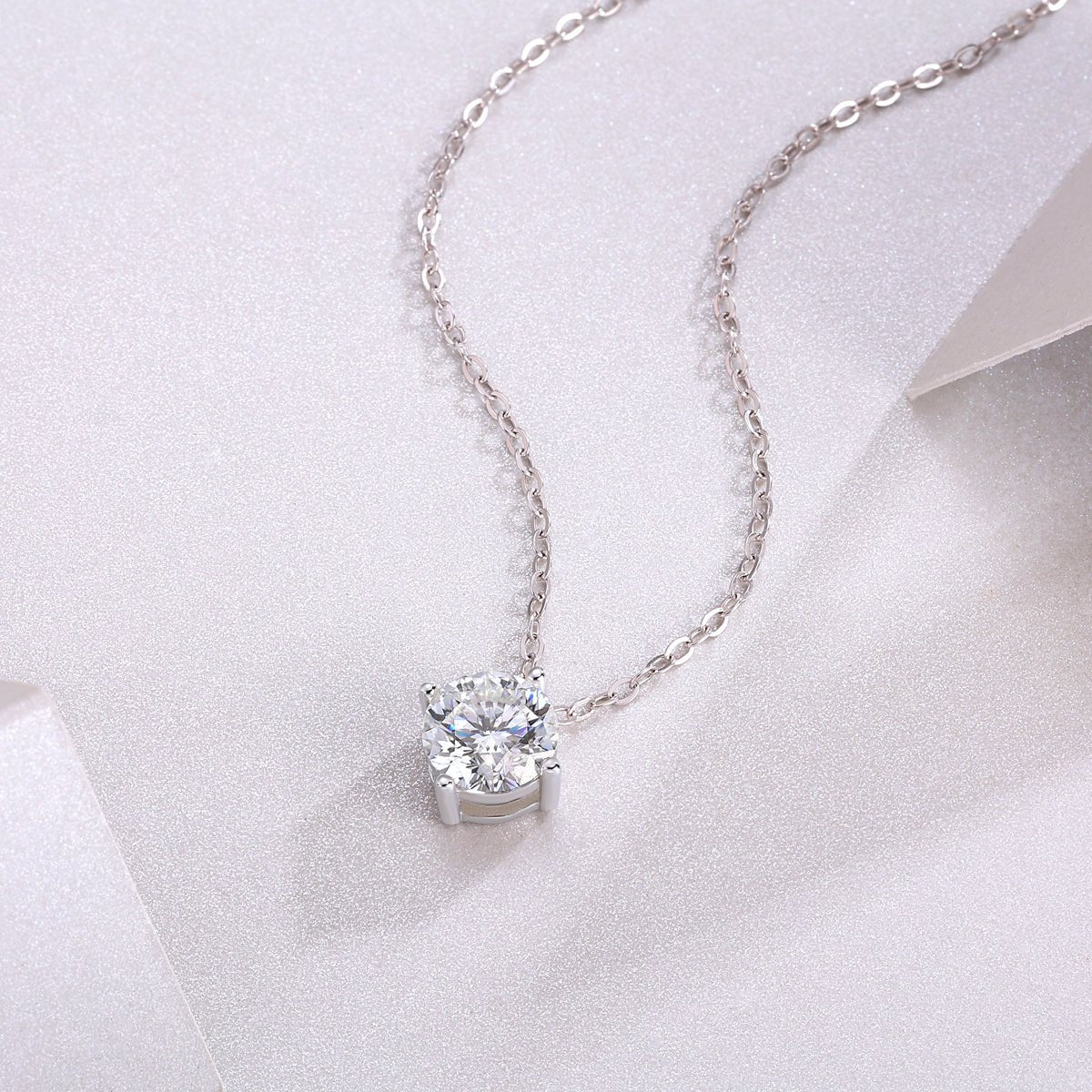 1ct Moissanite Solitaire Pendant Necklace – 925 Sterling Silver - Diamond-Lab