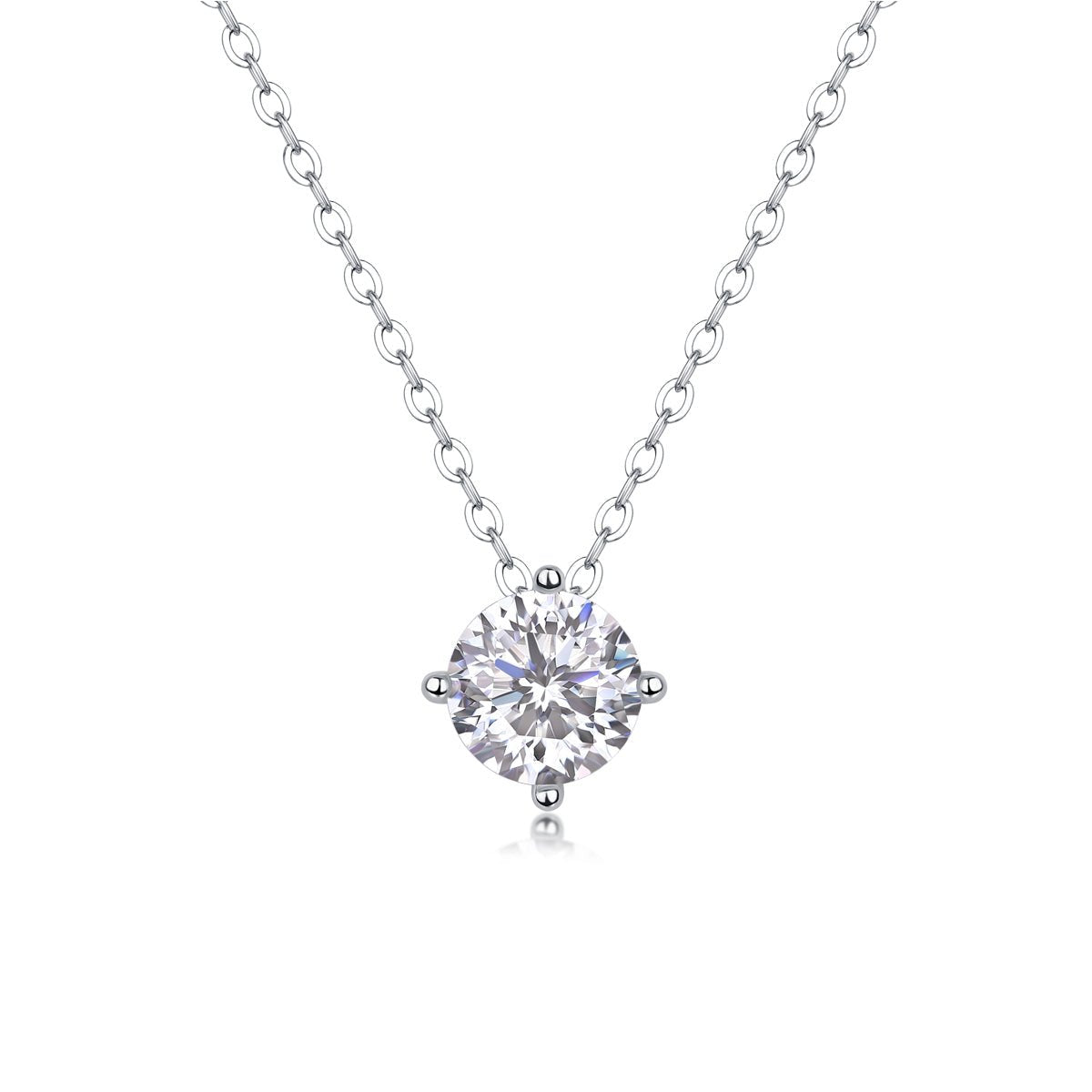 1ct Moissanite Solitaire Pendant Necklace – 925 Sterling Silver - Diamond-Lab