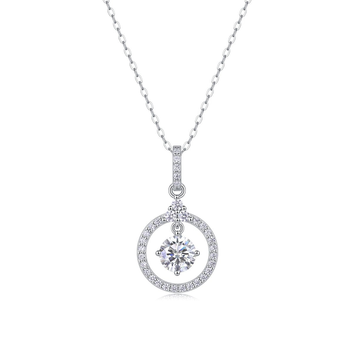 1ct Moissanite Solitaire Pendant Necklace – Platinum-Plated S925 Sterling Silver - Diamond-Lab