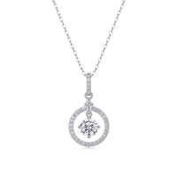 1ct Moissanite Solitaire Pendant Necklace – Platinum-Plated S925 Sterling Silver - Diamond-Lab