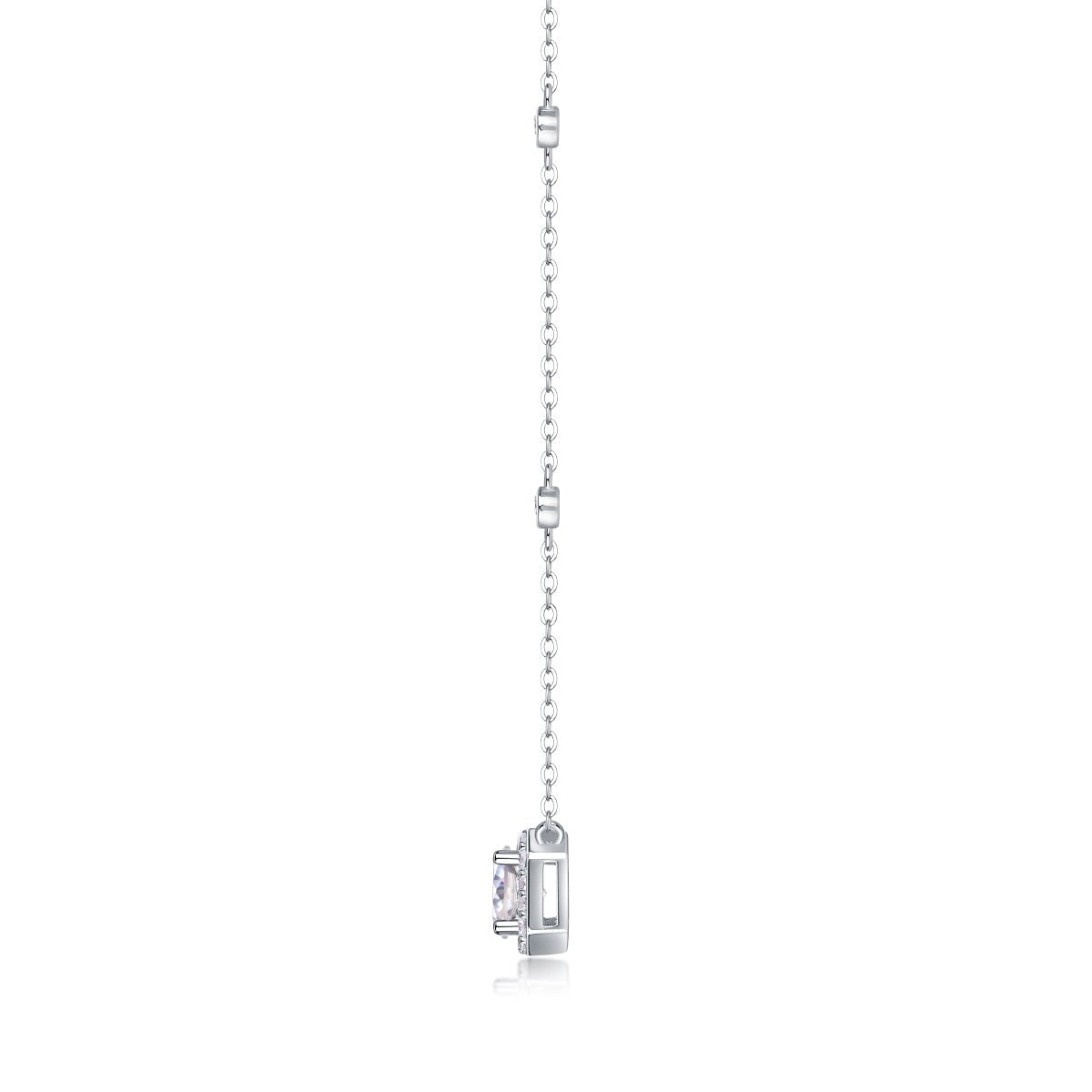 1ct Moissanite Solitaire Pendant Necklace – Platinum-Plated S925 Sterling Silver - Diamond-Lab