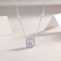 1ct Moissanite Solitaire Pendant Necklace – Platinum-Plated S925 Sterling Silver - Diamond-Lab