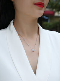 1ct Moissanite Solitaire Pendant Necklace – Platinum-Plated S925 Sterling Silver - Diamond-Lab