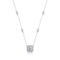 1ct Moissanite Solitaire Pendant Necklace – Platinum-Plated S925 Sterling Silver - Diamond-Lab