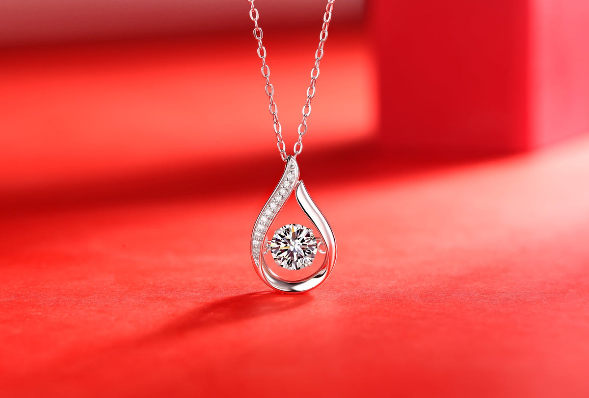 1ct Moissanite Solitaire Pendant Necklace – S925 Sterling Silver - Diamond-Lab