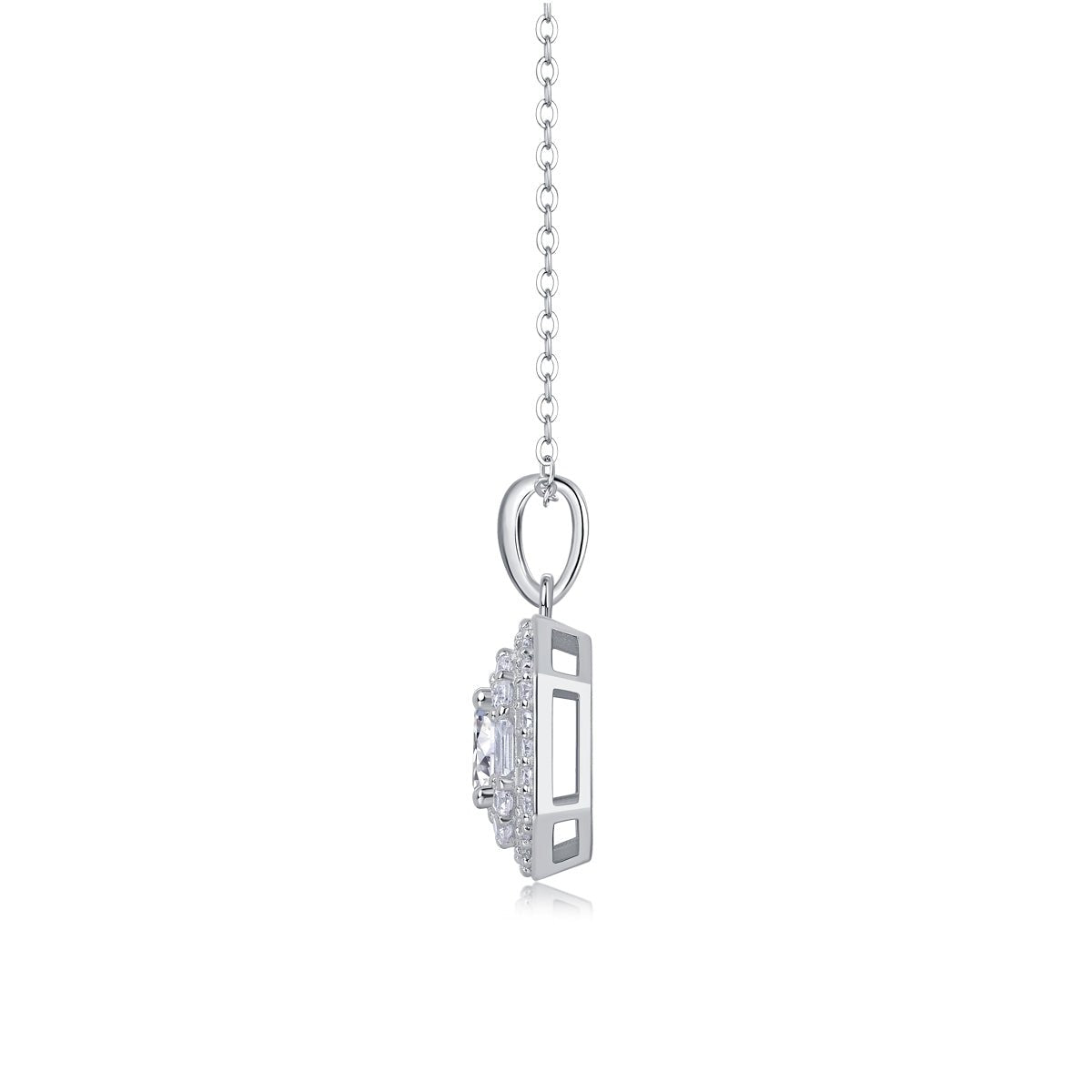 1ct Moissanite Solitaire Pendant Necklace – S925 Sterling Silver - Diamond-Lab