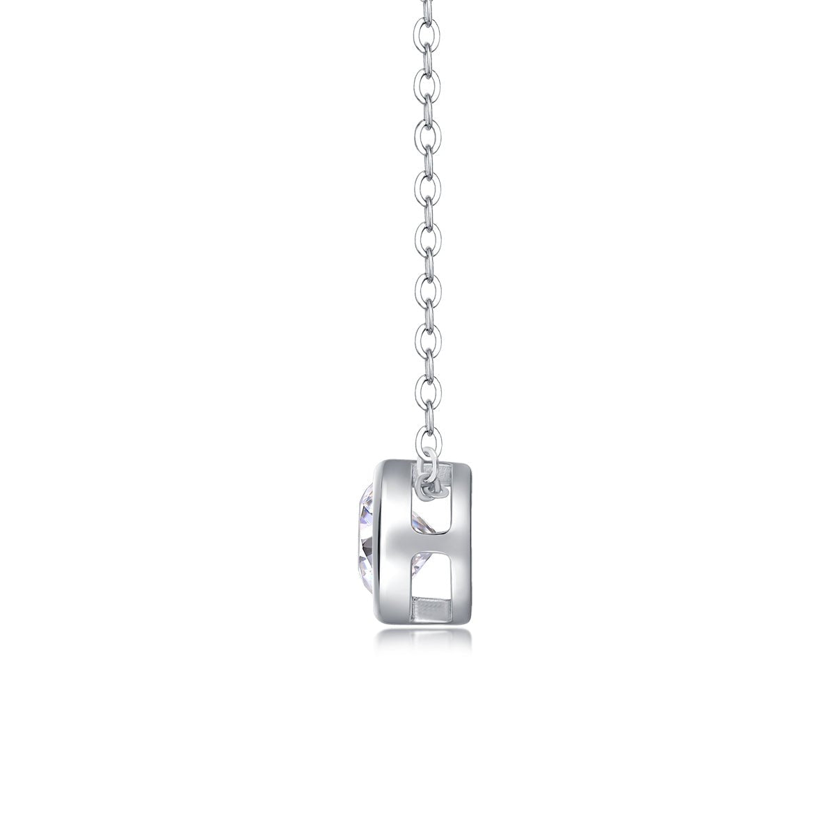 1ct Moissanite Solitaire Pendant Necklace – S925 Sterling Silver - Diamond-Lab