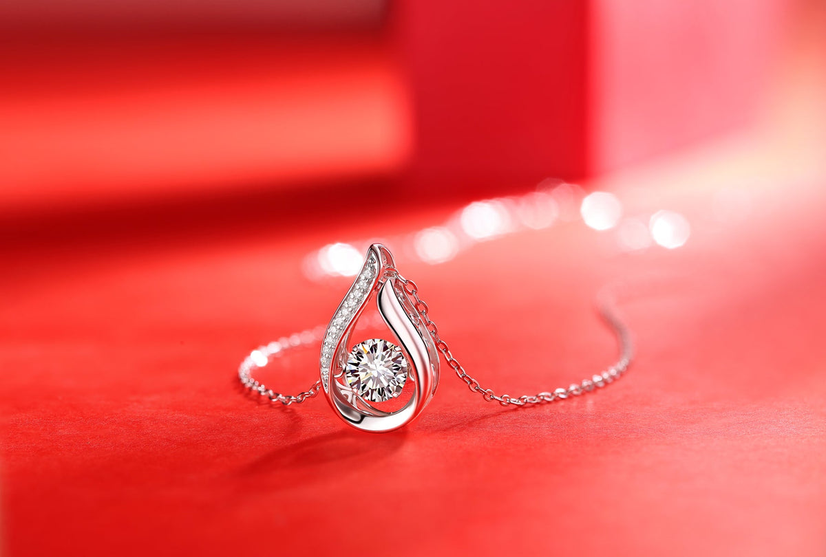 1ct Moissanite Solitaire Pendant Necklace – S925 Sterling Silver - Diamond-Lab