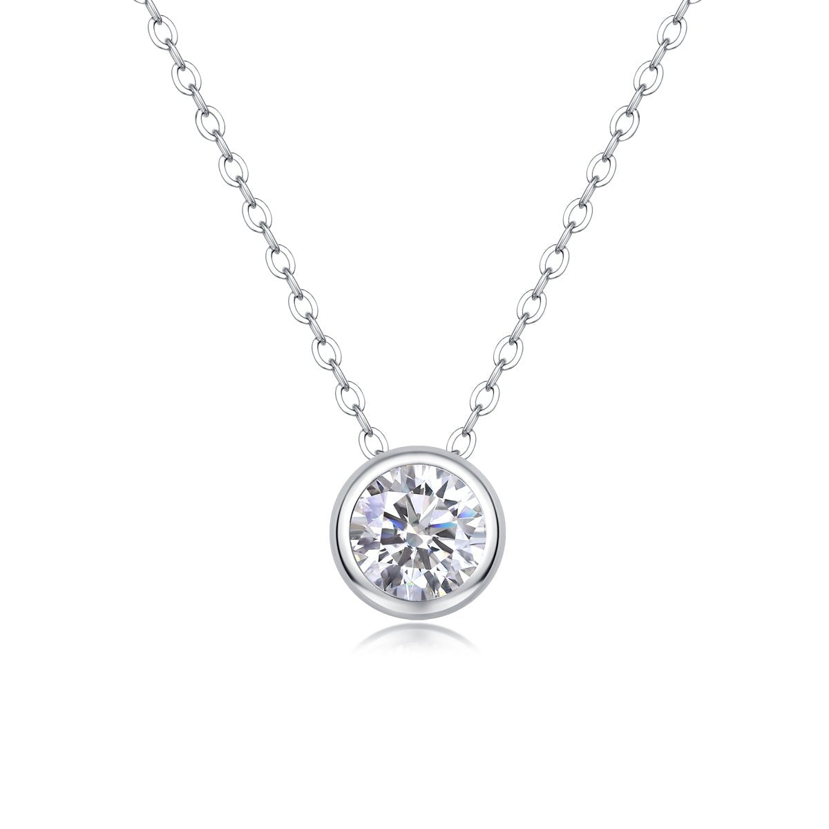 1ct Moissanite Solitaire Pendant Necklace – S925 Sterling Silver - Diamond-Lab
