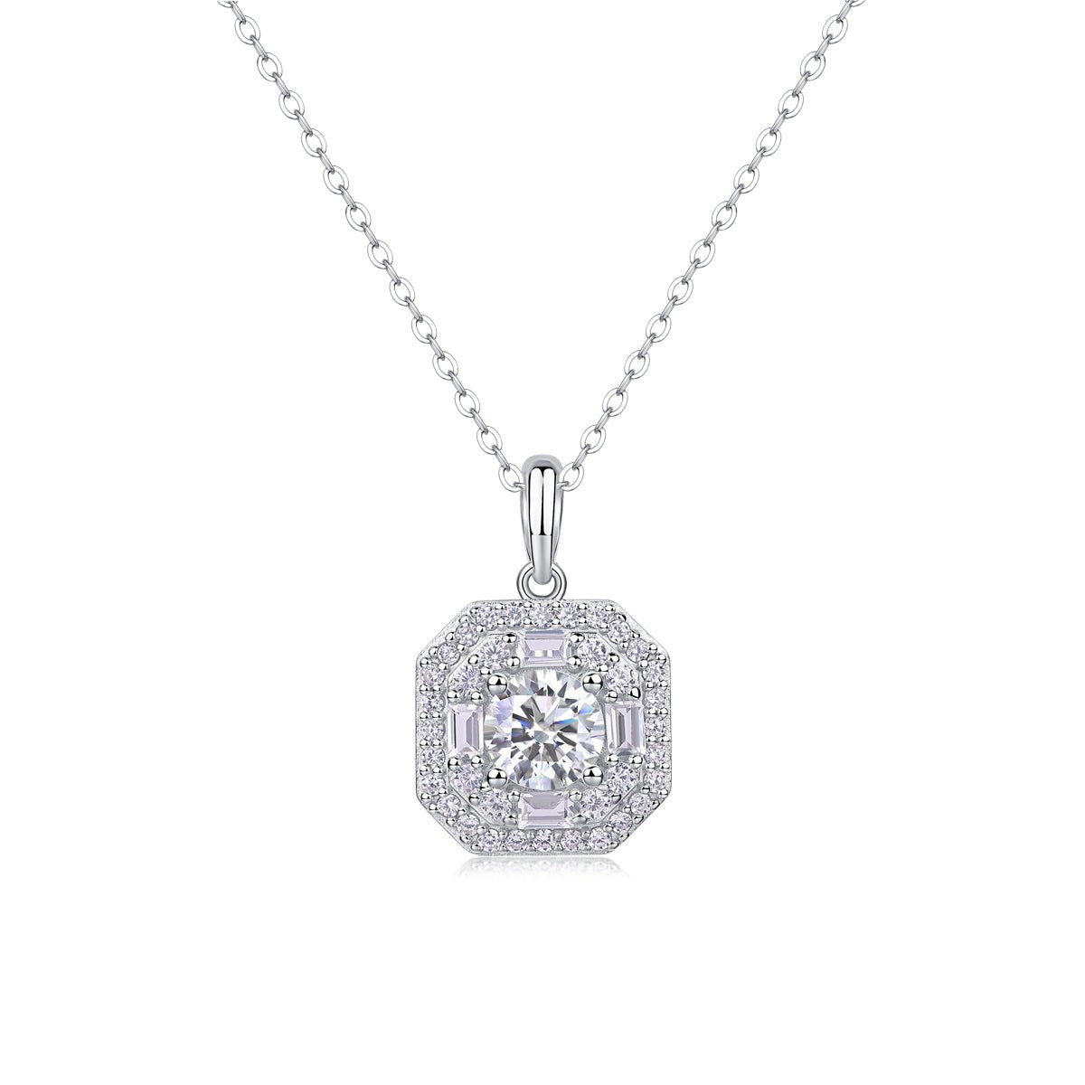 1ct Moissanite Solitaire Pendant Necklace – S925 Sterling Silver - Diamond-Lab