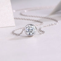 1ct Moissanite Solitaire Pendant Necklace – S925 Sterling Silver - Diamond-Lab