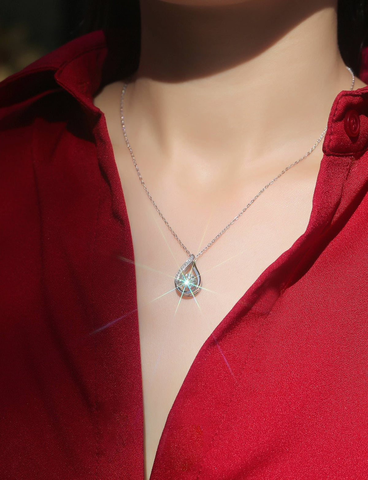 1ct Moissanite Solitaire Pendant Necklace – S925 Sterling Silver - Diamond-Lab