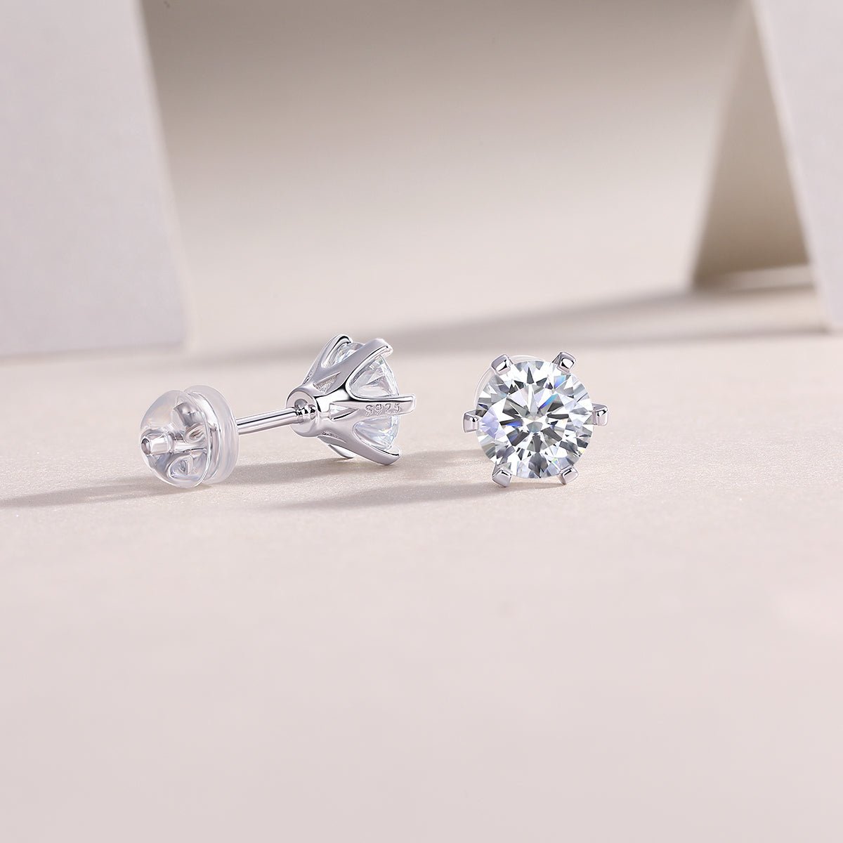 1ct Moissanite Stud Earrings – 925 Sterling Silver - Diamond-Lab