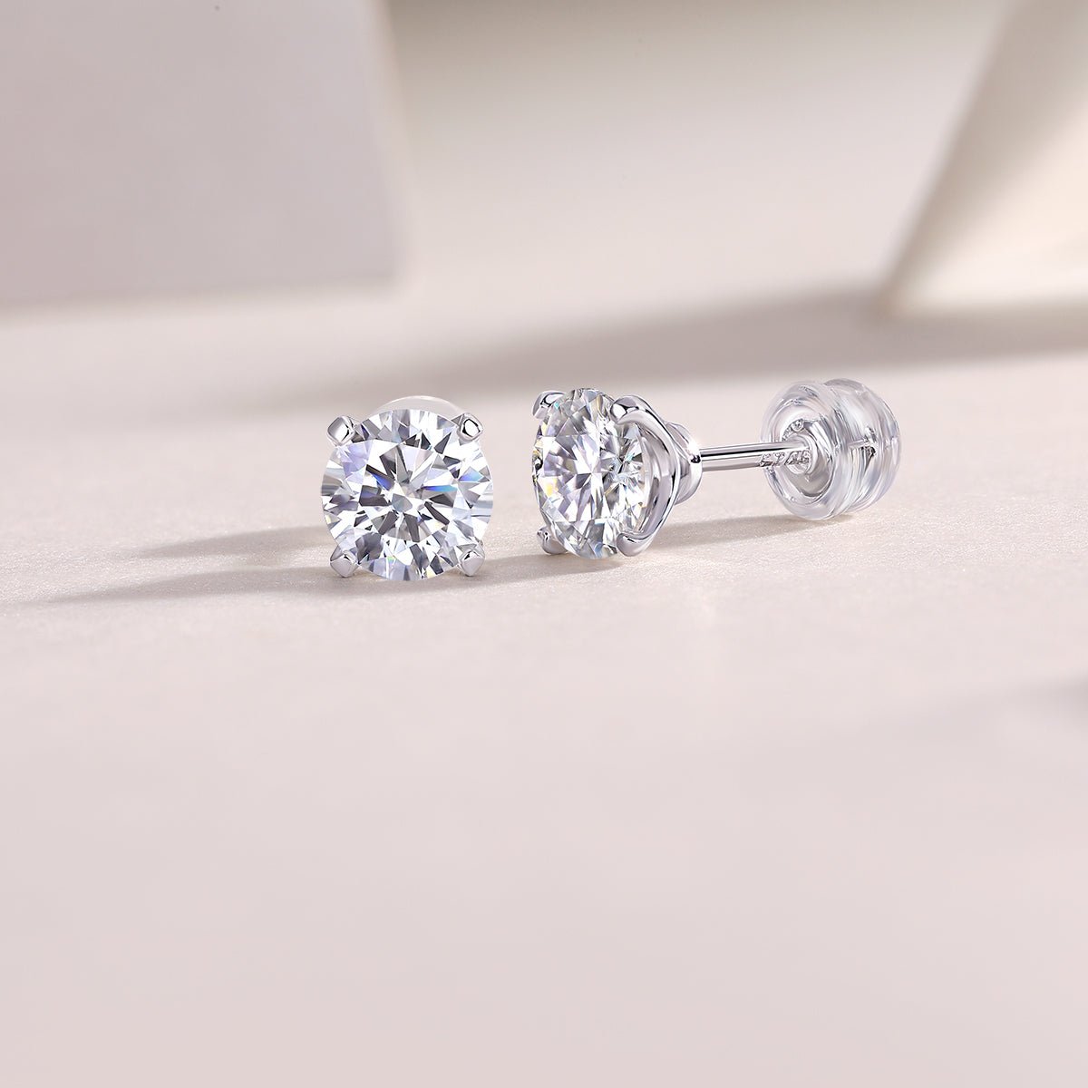 1ct Moissanite Stud Earrings – 925 Sterling Silver - Diamond-Lab