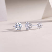1ct Moissanite Stud Earrings – 925 Sterling Silver - Diamond-Lab