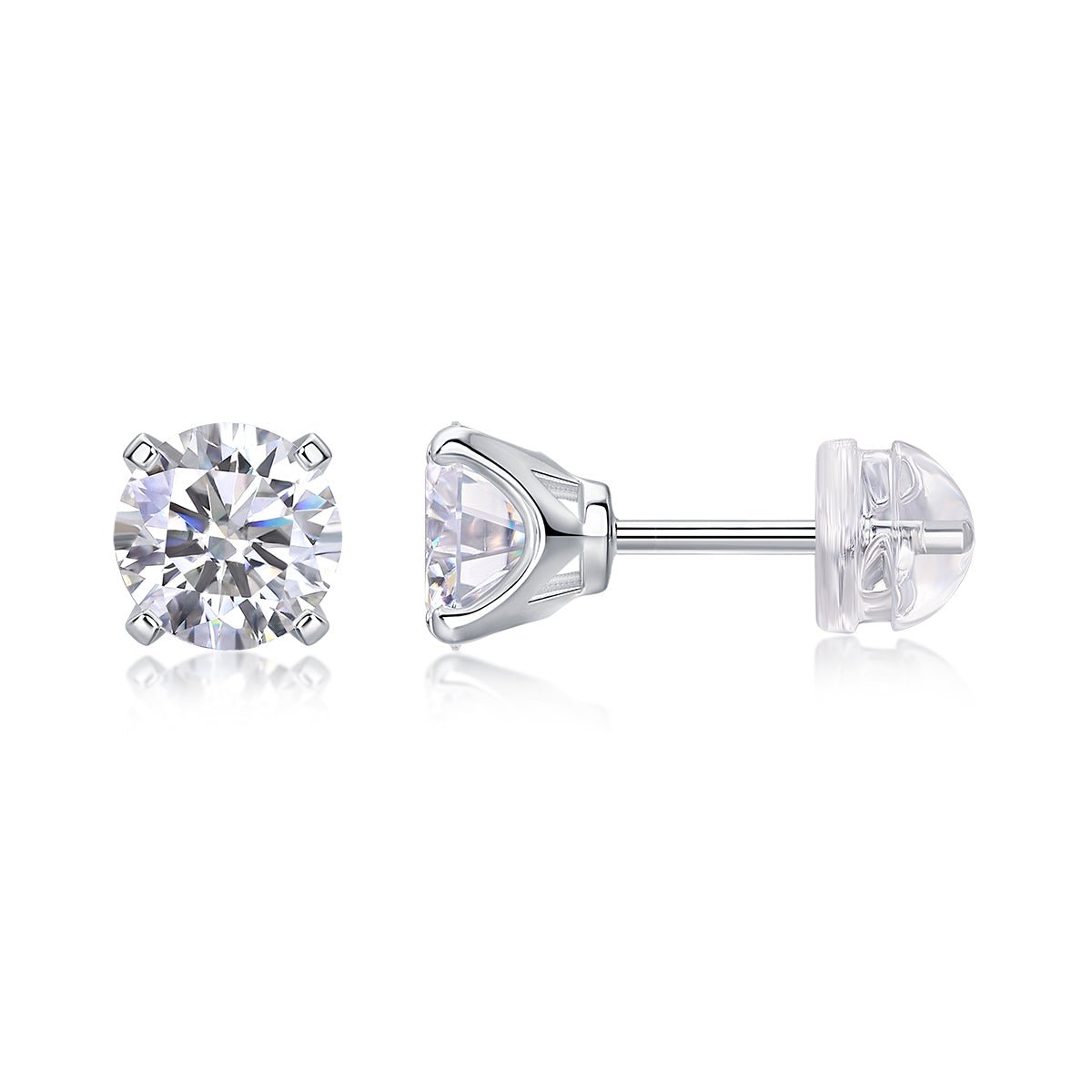 1ct Moissanite Stud Earrings – 925 Sterling Silver - Diamond-Lab