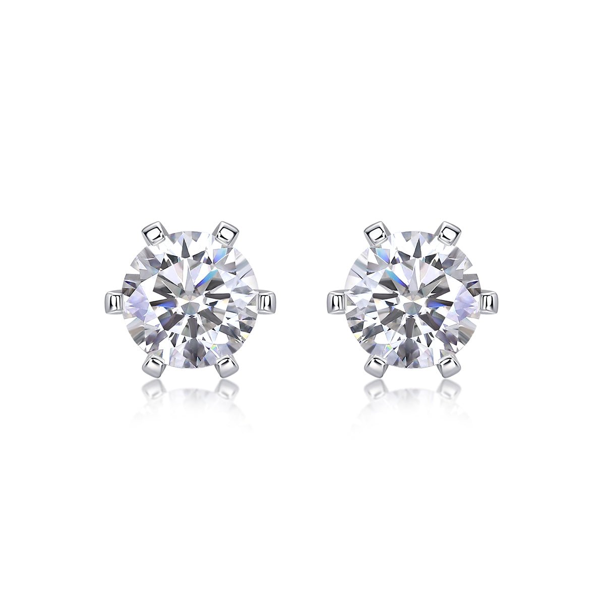 1ct Moissanite Stud Earrings – 925 Sterling Silver - Diamond-Lab