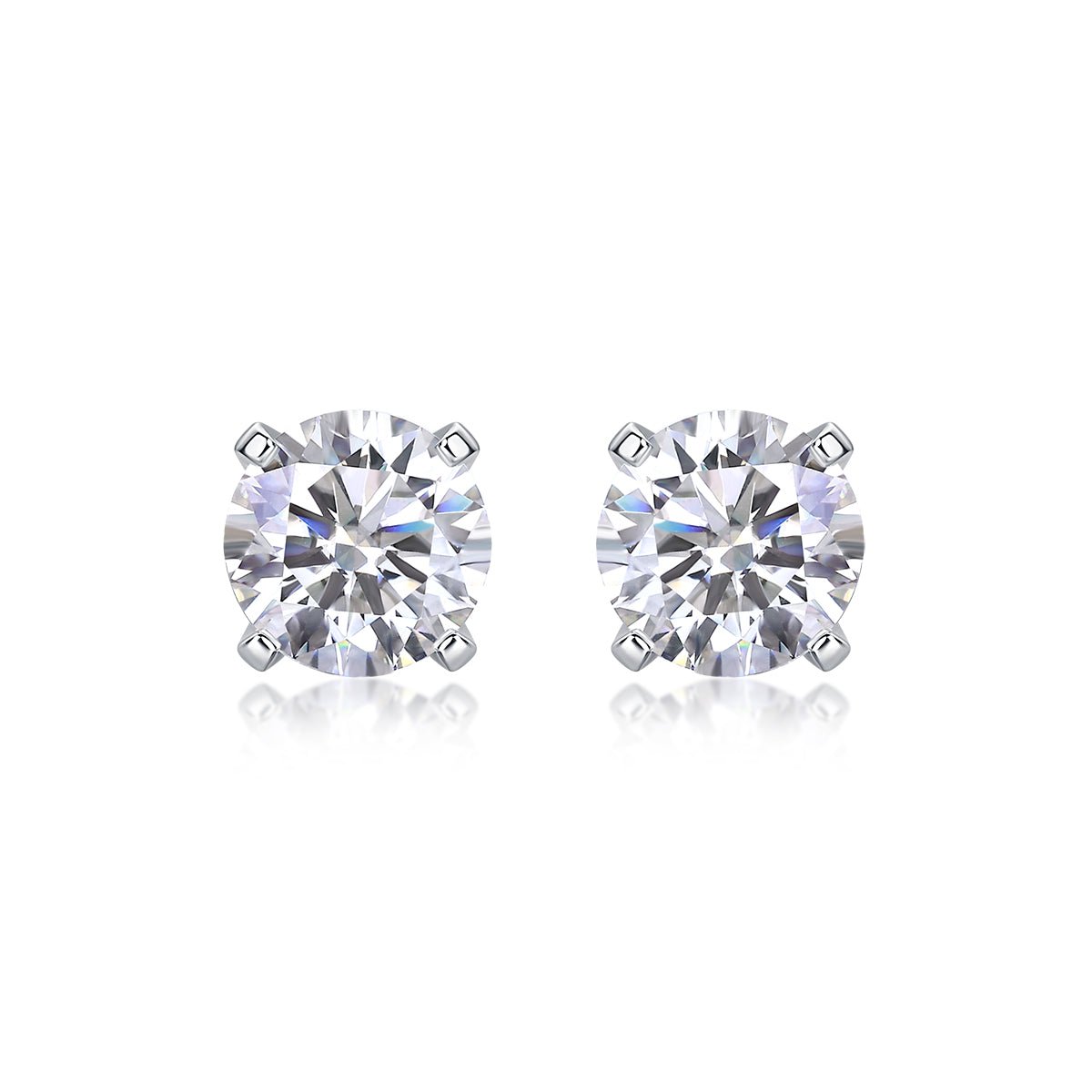 1ct Moissanite Stud Earrings – 925 Sterling Silver - Diamond-Lab