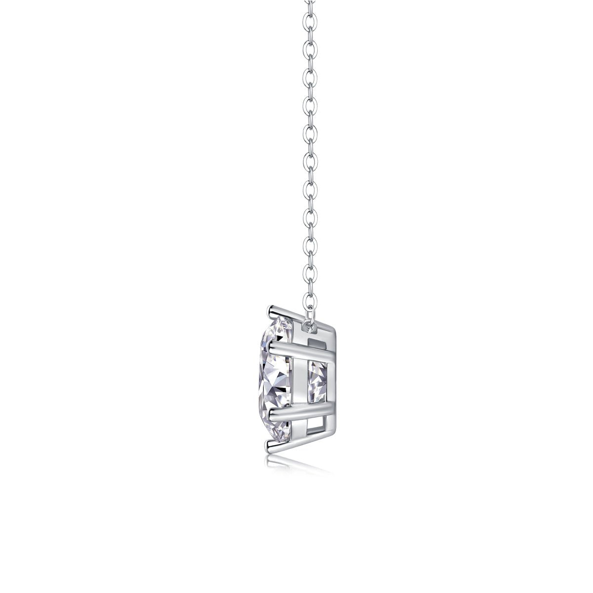 1ct/2ct/3ct Moissanite Solitaire Pendant Necklace – Platinum-Plated S925 Sterling Silver - Diamond-Lab