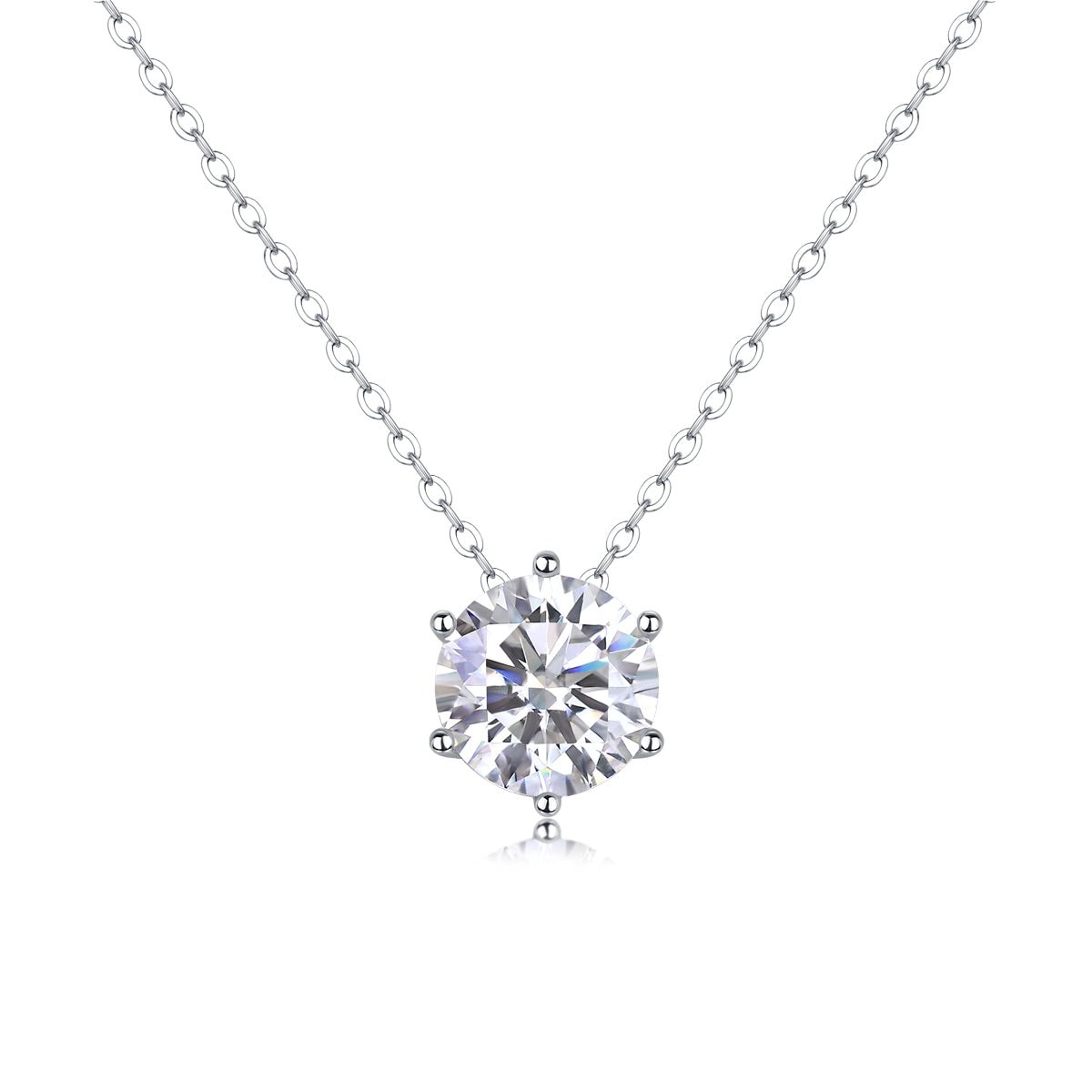 1ct/2ct/3ct Moissanite Solitaire Pendant Necklace – Platinum-Plated S925 Sterling Silver - Diamond-Lab