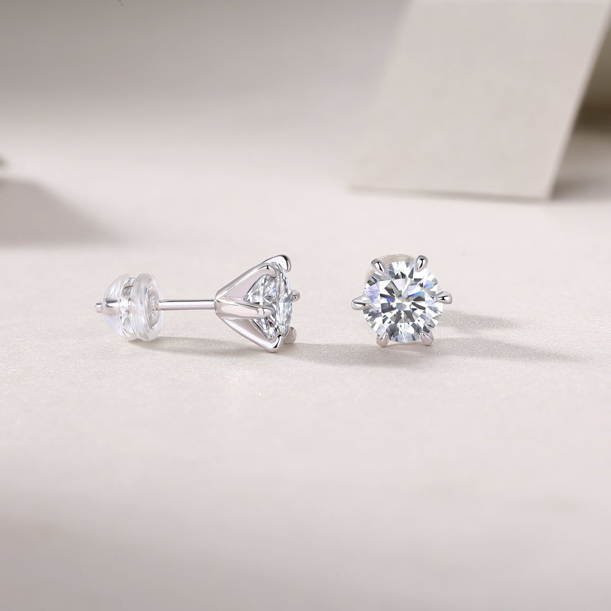 1Guardian Classic Six Claw Luxury Fashion Diamond Earrings Stud Set Mosan Diamond Silver Jewelry Prohibit Tk Sales - Diamond-Lab