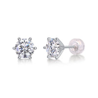 1Guardian Classic Six Claw Luxury Fashion Diamond Earrings Stud Set Mosan Diamond Silver Jewelry Prohibit Tk Sales - Diamond-Lab