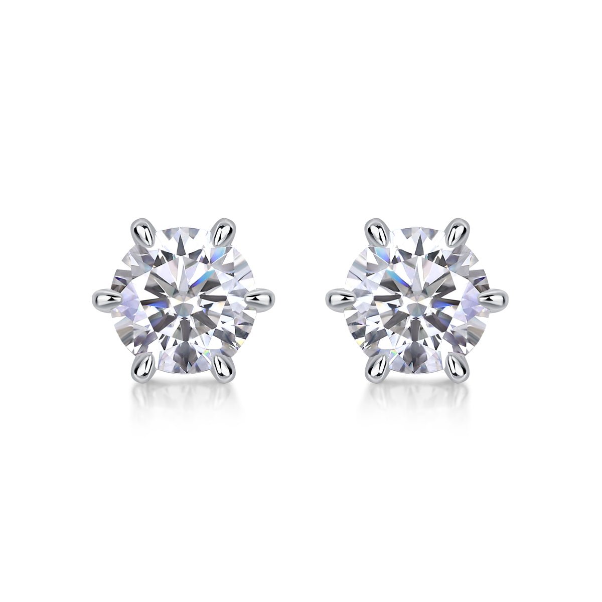 1Guardian Classic Six Claw Luxury Fashion Diamond Earrings Stud Set Mosan Diamond Silver Jewelry Prohibit Tk Sales - Diamond-Lab